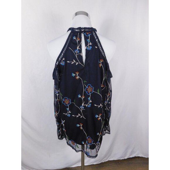 Potter's Pot Black Embroidered Mesh Halter Blouse Gothic Witch - Picture 5 of 11